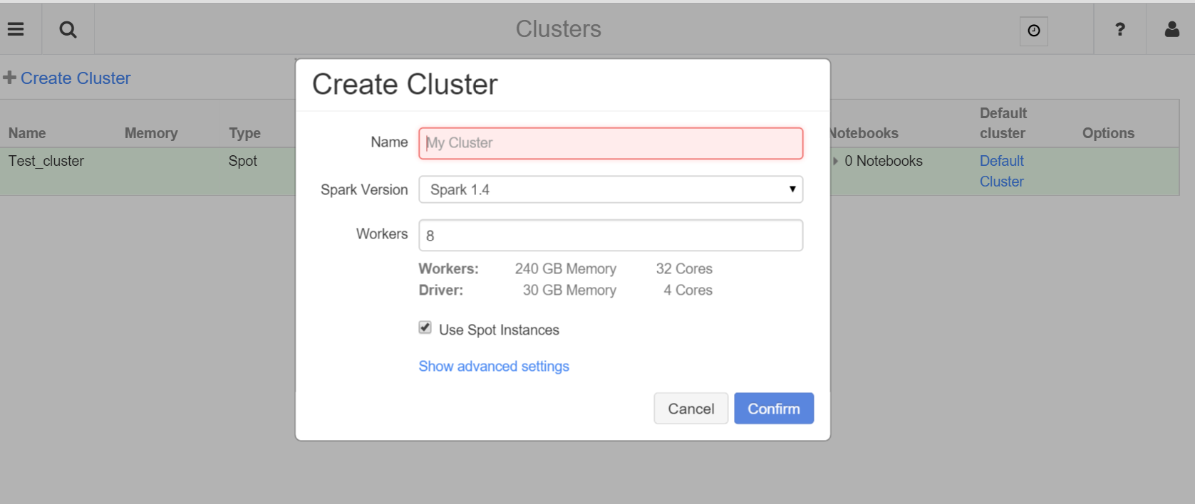 Databricks launch spark cluster